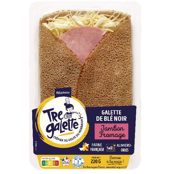 Une Galette garnie Jambon Fromage 220gr TRE GALETTE